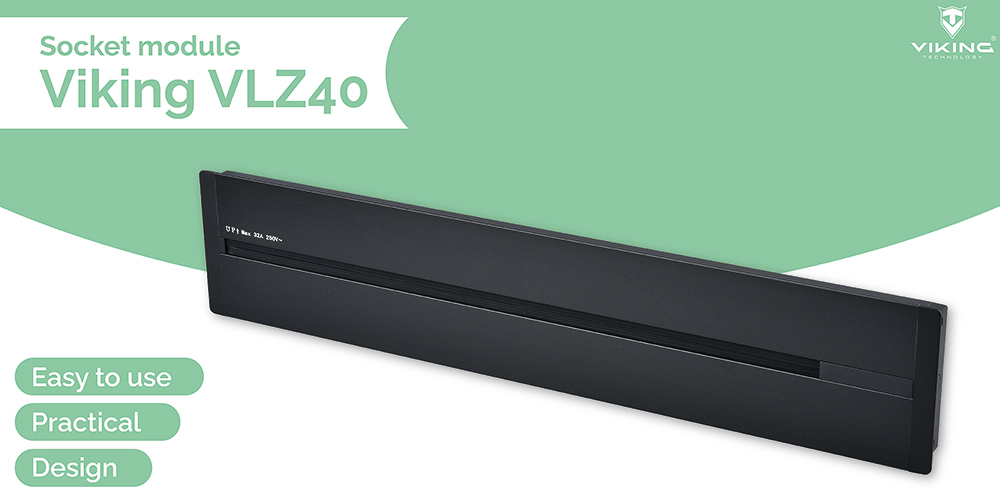 Zásuvková lišta - zápustná Viking LZ40B/ 230V, 50Hz/ 40cm dĺžka/ čierna/ až 5 modulov/ IP20/ hliník/ zápustná 
