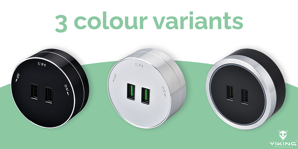 Zásuvkový modul Viking A50S, strieborná/ výstupy - 1xUSB-A/ výkon až 2500W/ 230V, 16A, 50Hz 