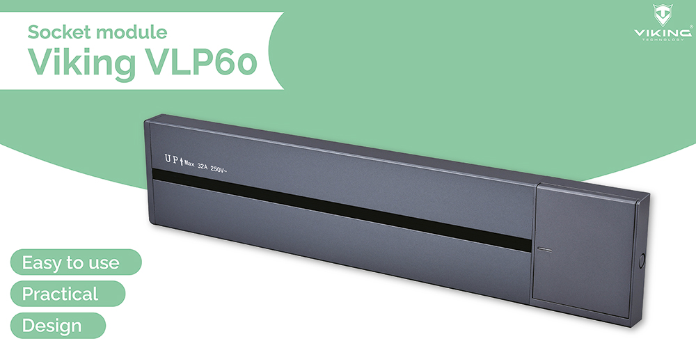 Zásuvková lišta - povrchová Viking LP60G/ 230V, 50Hz/ 60cm dĺžka/ sivá/ až 7 modulov/ IP20/ hliník/ povrchová 
