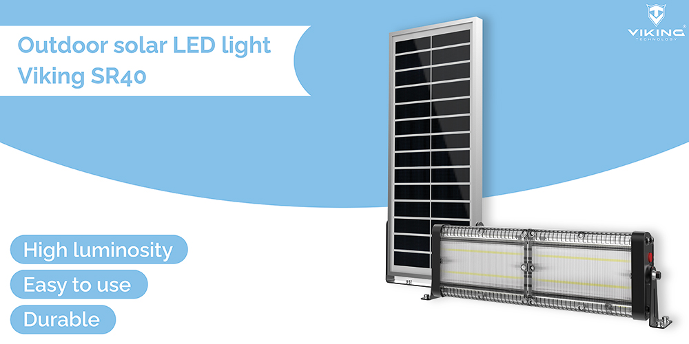 Vonkajšie solárne LED svetlo Viking SR40/ 5000 lm/ IP65/ 4 režimy/ studená biela 