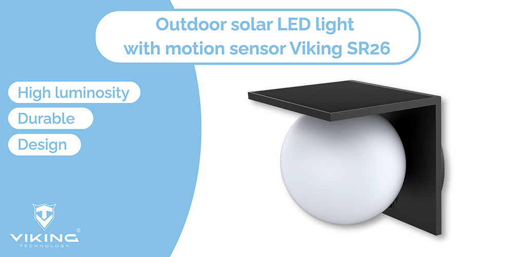 Vonkajšie solárne LED svetlo Viking SR26/ 1000 lm/ 4 režimy/ IP54/ denná biela 