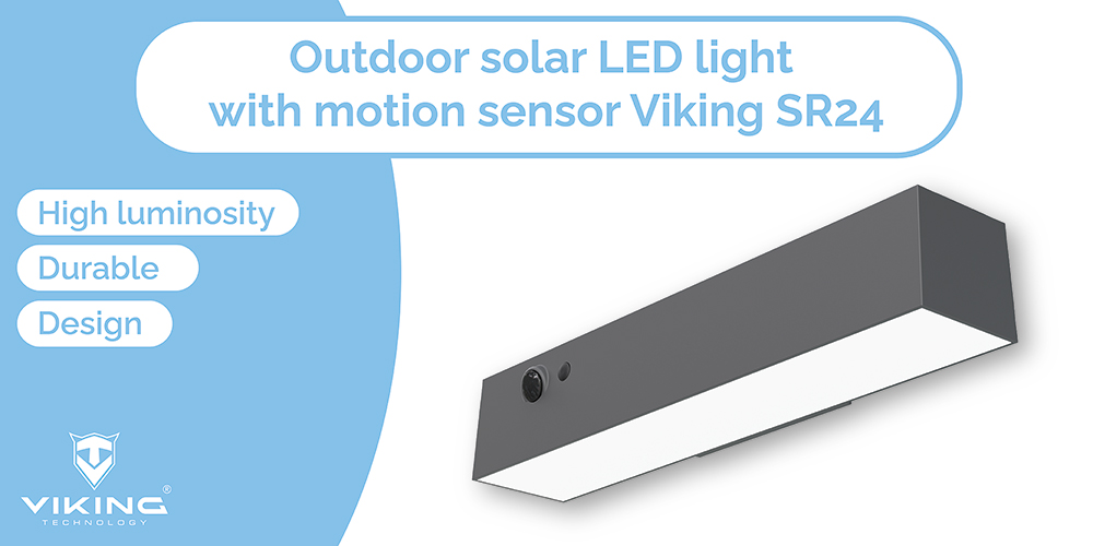 Vonkajšie solárne LED svetlo Viking SR24/ Pohybový senzor/ 1000 lm/ 4 režimy/ IP54/ denná biela 