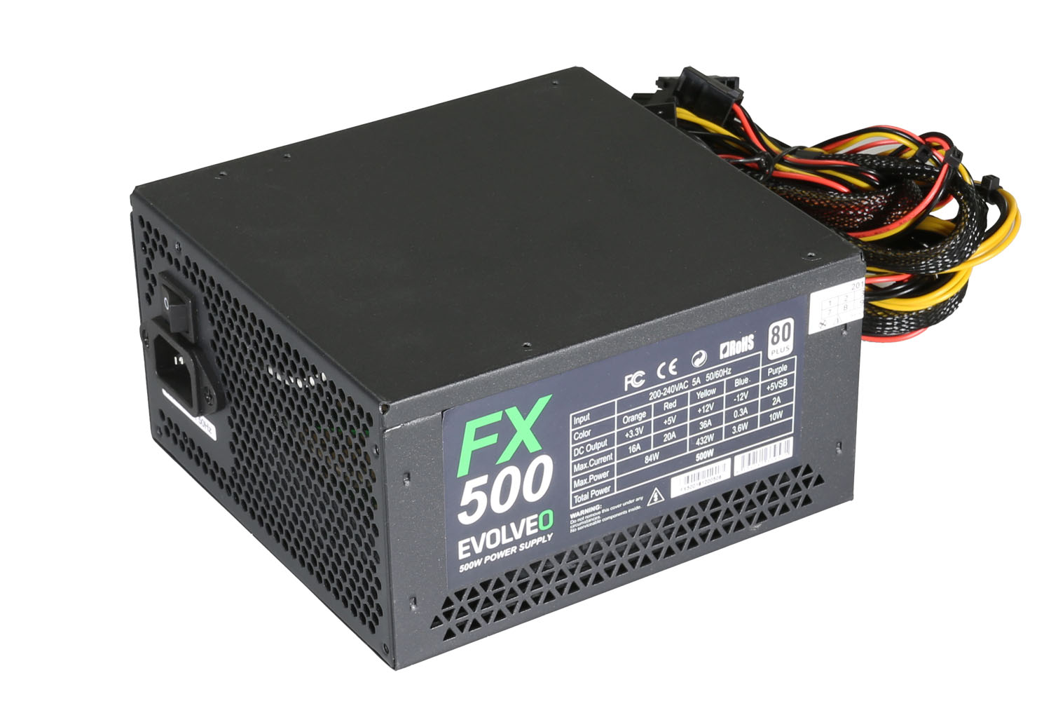 EVOLVEO FX 500, zdroj 500W ATX, 14cm, 80+, White, 3YRW 