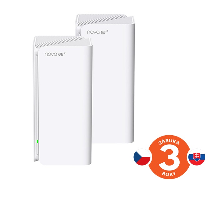 Tenda Nova MX21 Pro (2-pack) WiFi 6E AXE5700 Mesh Gigabit systém, router, 6x GLAN/ GWAN, VPN, CZ app