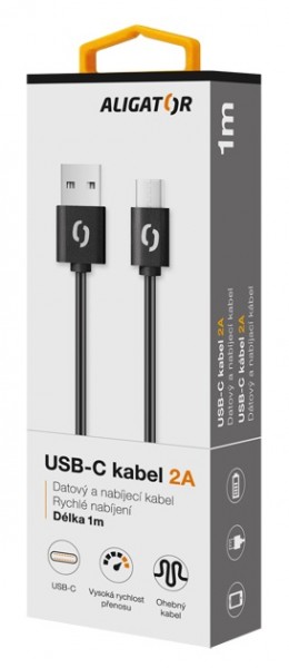 ALIGATOR Dátový kábel 2A, USB-C čierny 