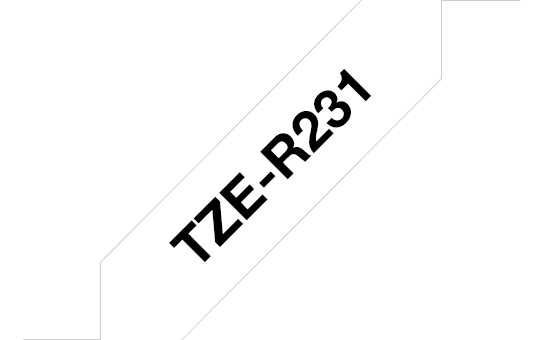 TZE-R231, čierna tlač na biele, šírka 12 mm