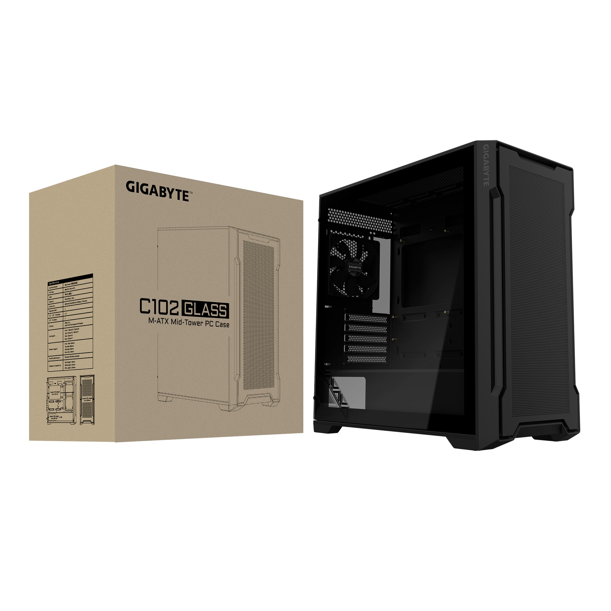 GIGABYTE C102 GLASS/ Midi Tower/ Transpar./ Čierna