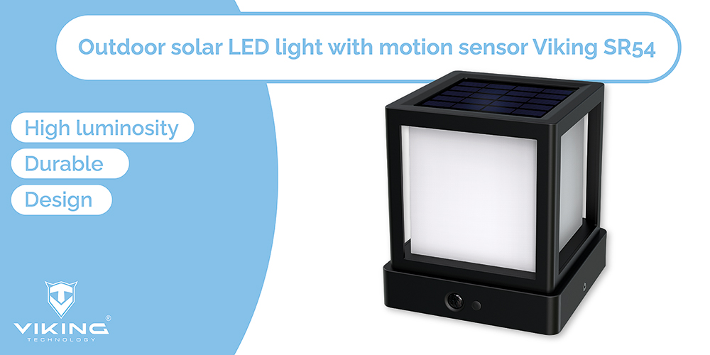 Vonkajšie solárne LED svetlo Viking SR54/ Solárne LED svetlo / Pohybový senzor / 800 lm / IP65 