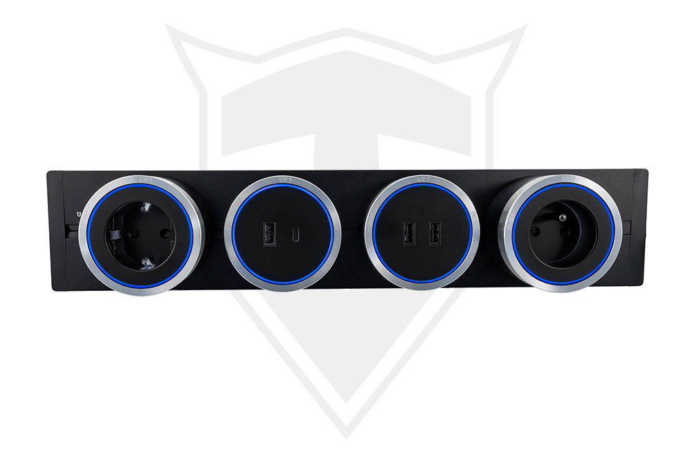 Zásuvkový modul Viking A40SB, strieborno-čierna/ výstupy - 1xAC/ výkon až 2500W/ 230V, 16A, 50Hz/ Zásuvka typ 