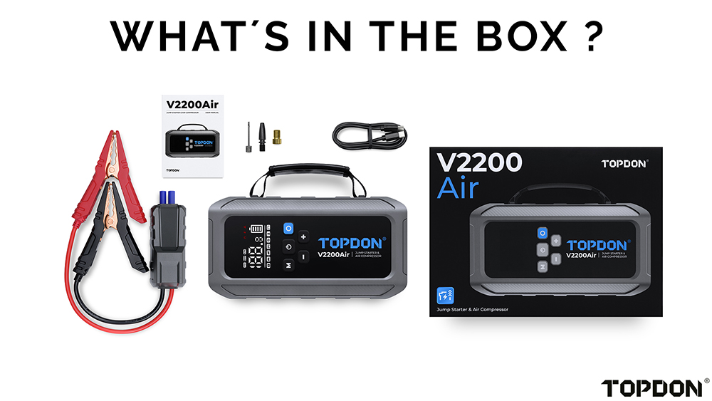 TOPDON Car Jump Starter JumpSurge V2200air/ 12000mAh/ max výstupný prúd 2200A/ 4-150PSI 