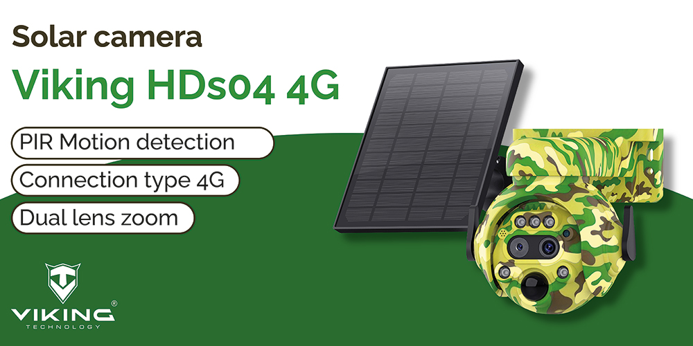 Solárna kamera Viking HDs04 4G sivá/ 2304x1296/ PIR detekcia/ pohybový senzor/ 7800mAh 