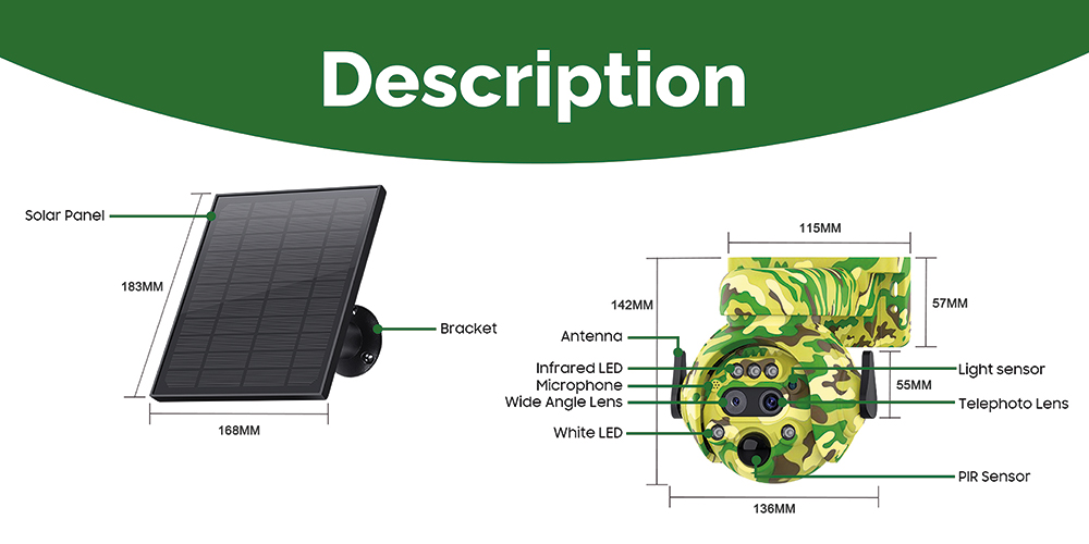 Solárna kamera Viking HDs04 4G sivá/ 2304x1296/ PIR detekcia/ pohybový senzor/ 7800mAh 
