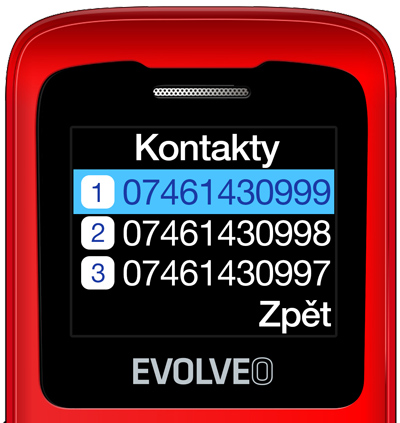 EVOLVEO EasyPhone ID, mobilný telefón pre seniorov, červená 