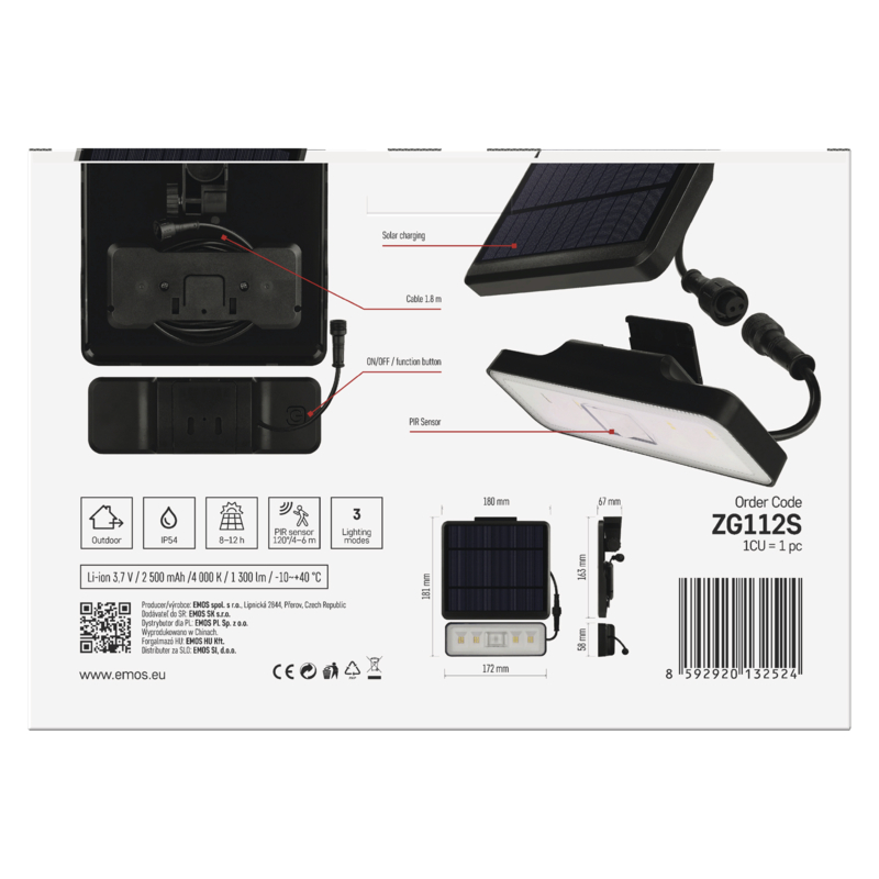 LED SOLÁRNY REFLEKTOR SUNNO 1300LM IP54 NW 