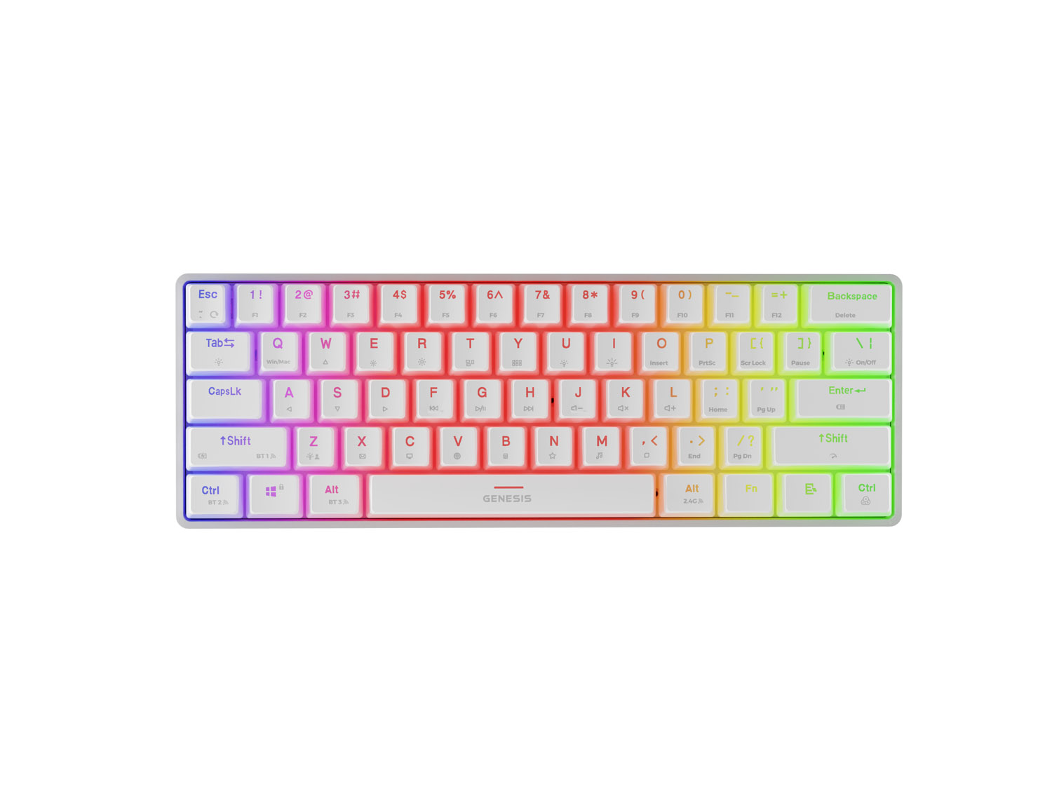 Genesis herná klávesnica THOR 660 G2/ Gateron Brown/ USB+BT/ US layout/ Biela 