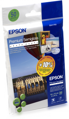 EPSON Premium Semigloss Photo Paper, 100x150 mm, 50x