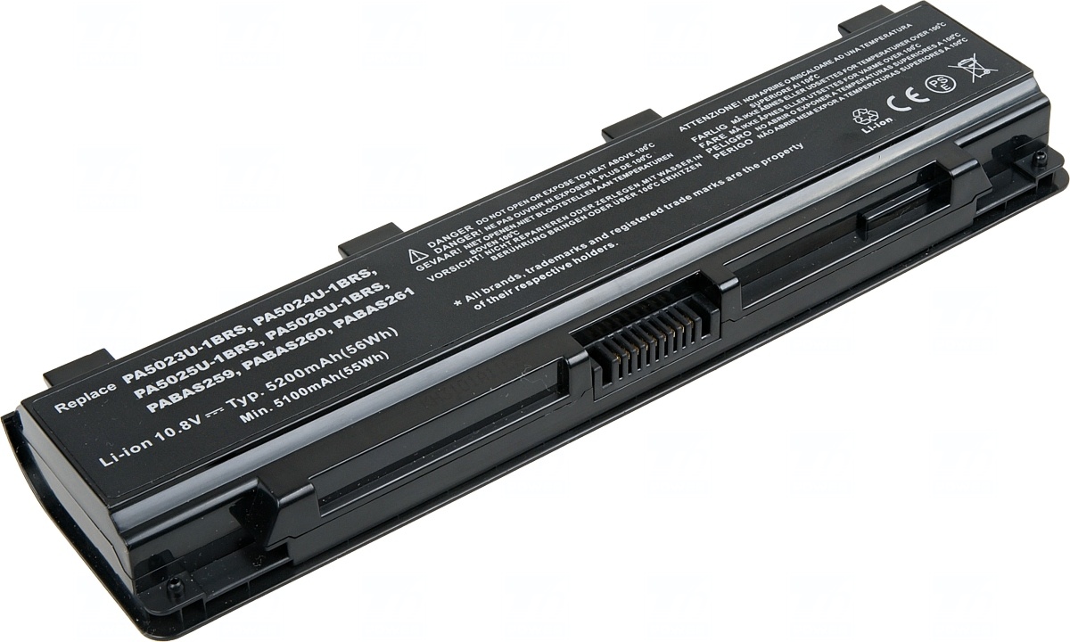 Batéria T6 Power pre Toshiba Satellite C50, C70, C800, C850, L70, L800, P800, 5200mAh, 56Wh, 6cell