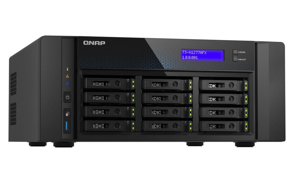 QNAP TS-h1277AFX-R7-32G (Ryzen 7 5, 5 GHz, ZFS, 32 GB DDR5 ECC RAM, 12 x 2, 5" SATA, 2 x 2, 5 GbE, 2 x 10 GbE) 