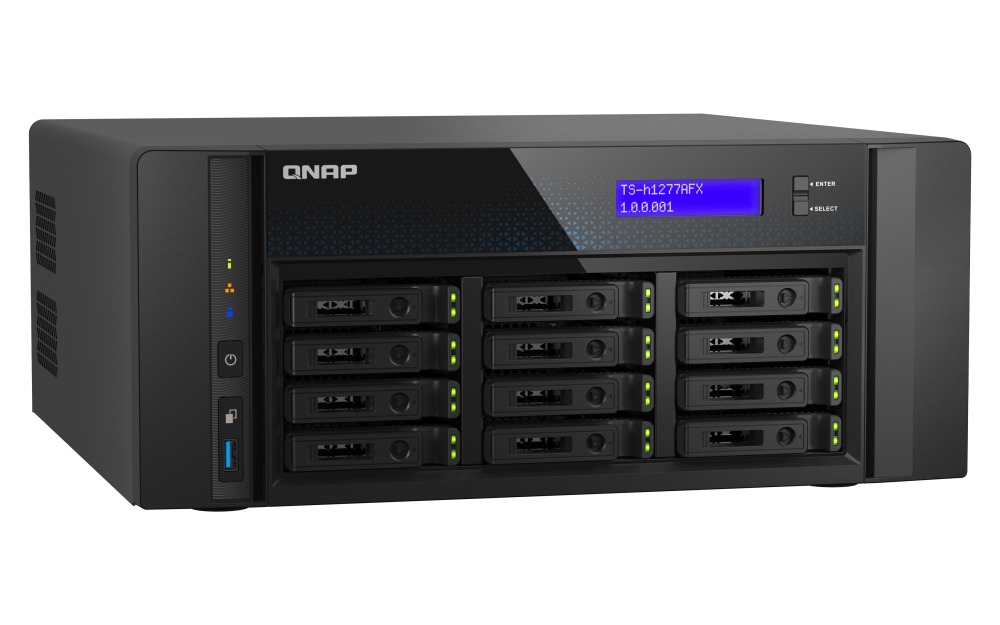 QNAP TS-h1277AFX-R7-32G (Ryzen 7 5, 5 GHz, ZFS, 32 GB DDR5 ECC RAM, 12 x 2, 5" SATA, 2 x 2, 5 GbE, 2 x 10 GbE) 