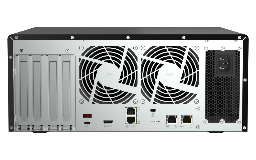 QNAP TS-h1277AFX-R7-32G (Ryzen 7 5, 5 GHz, ZFS, 32 GB DDR5 ECC RAM, 12 x 2, 5" SATA, 2 x 2, 5 GbE, 2 x 10 GbE) 