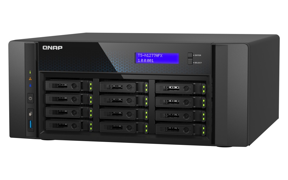 QNAP TS-h1277AFX-R7-32G (Ryzen 7 5, 5 GHz, ZFS, 32 GB DDR5 ECC RAM, 12 x 2, 5" SATA, 2 x 2, 5 GbE, 2 x 10 GbE) 