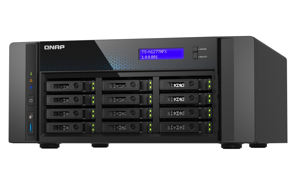 QNAP TS-h1277AFX-R7-32G (Ryzen 7 5, 5 GHz, ZFS, 32 GB DDR5 ECC RAM, 12 x 2, 5" SATA, 2 x 2, 5 GbE, 2 x 10 GbE) 