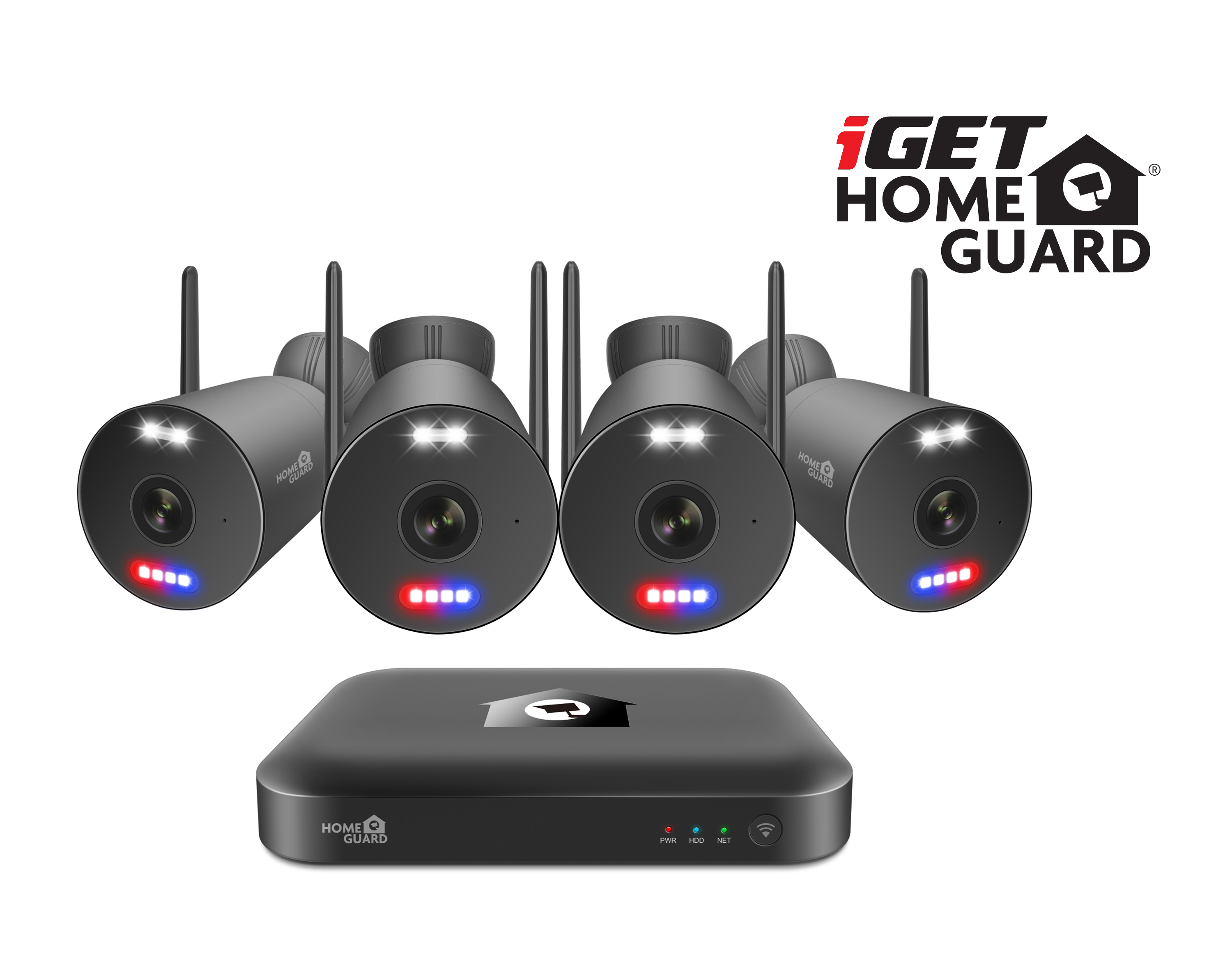 iGET HGNVK109104 - kamerový WiFi set, 3K rozlíšenie, 10CH NVR + 4x kamera so zvukom, IR + LED, CZ app 