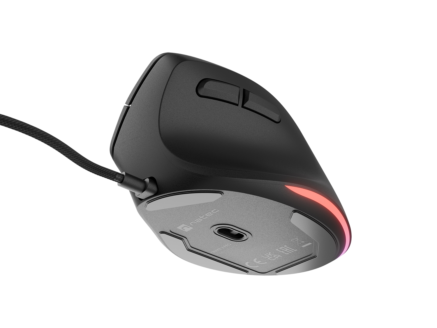 Vertikálna myš Natec CRAKE 2 PRO/ Vertikálna/ Optická/ Pre pravákov/ 12 400 DPI/ Drôtové USB-A/ Čierna 