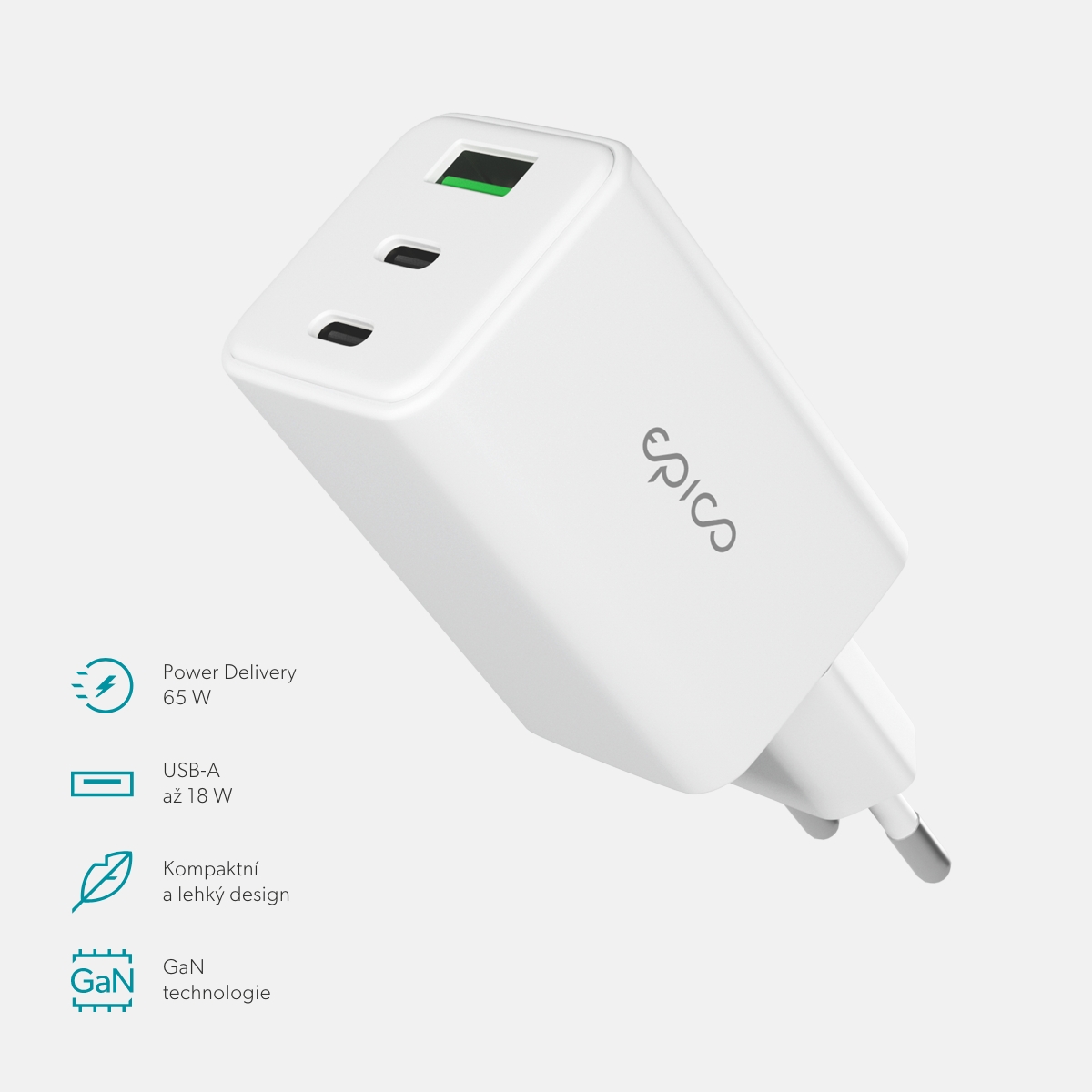 Epico UltraBoost GaN 65W sieťový adaptér EA65 - biela 