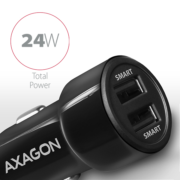 AXAGON PWC-5V5, SMART nabíjačka do auta, 2x port 5V-2.4A + 2.4A, 24W 