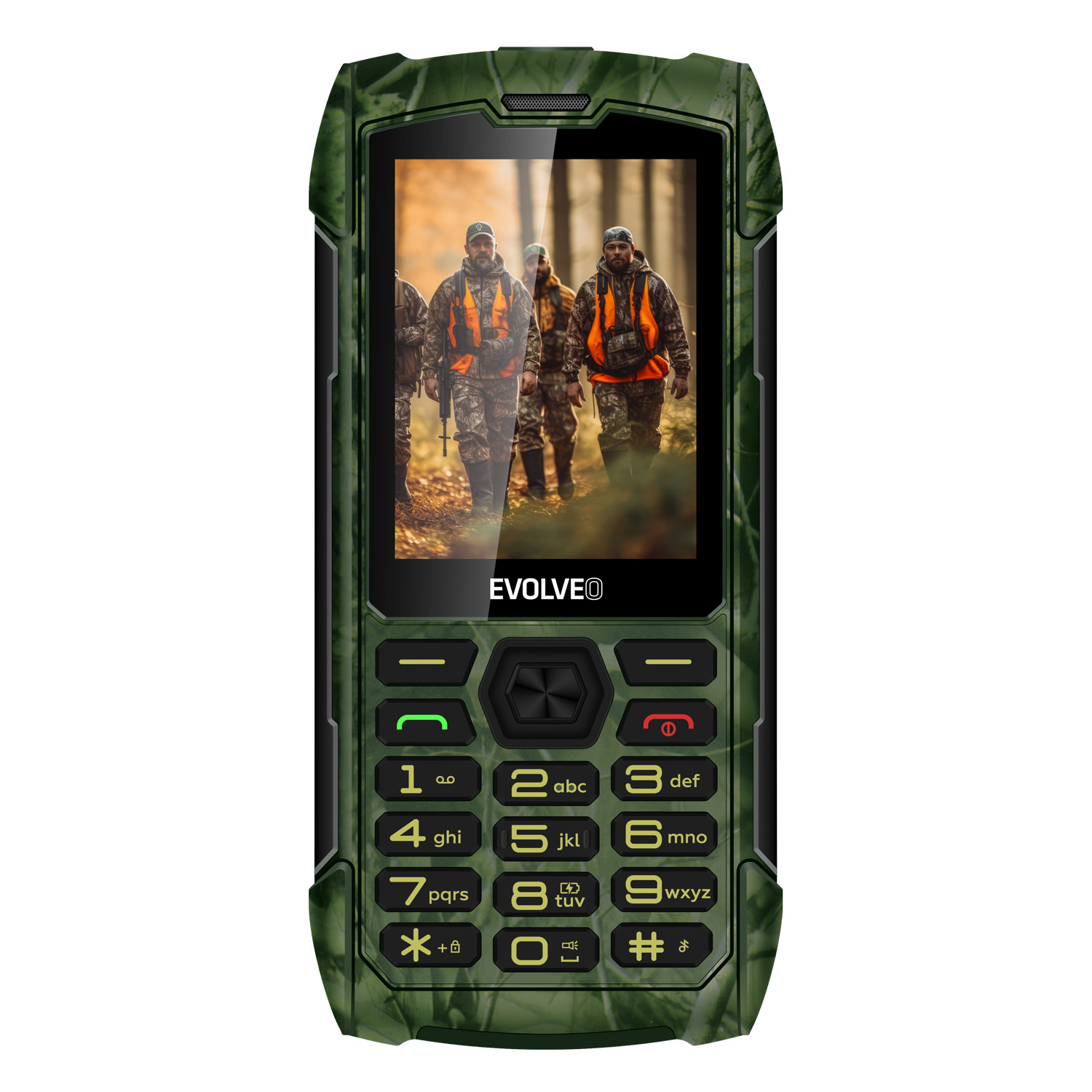 EVOLVEO StrongPhone H1, IP68 odolný Dual SIM telefón, 2, 8" LCD, 5000mAh, Powerbanka, lovec. kamufláž 