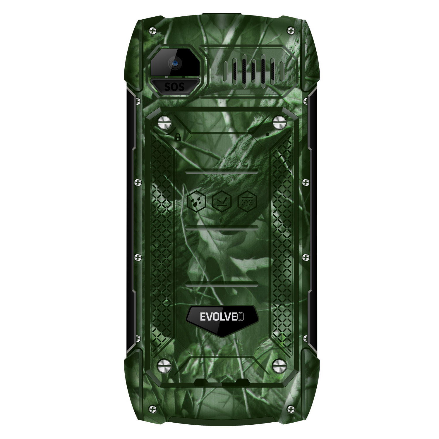 EVOLVEO StrongPhone H1, IP68 odolný Dual SIM telefón, 2, 8" LCD, 5000mAh, Powerbanka, lovec. kamufláž 