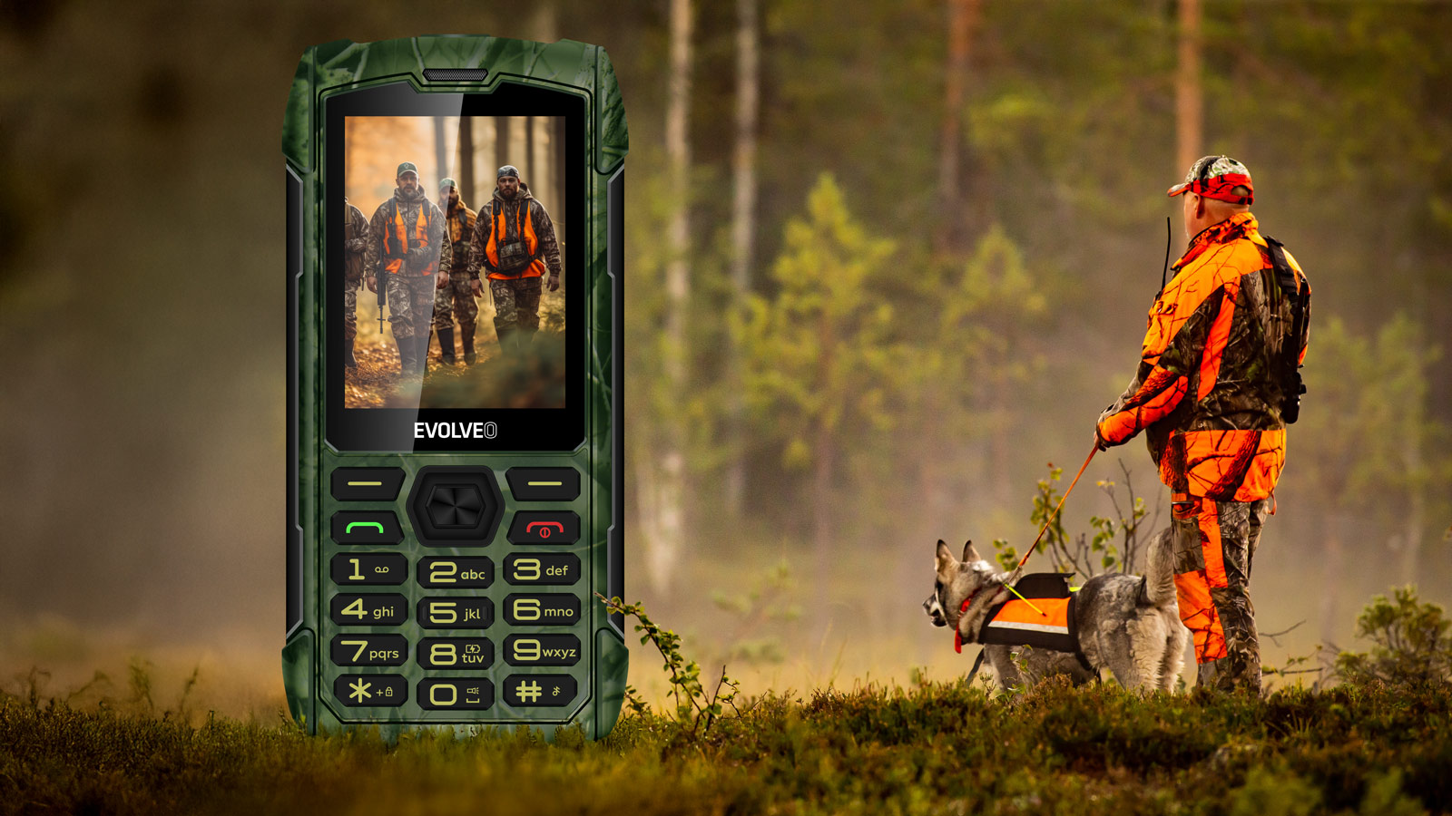 EVOLVEO StrongPhone H1, IP68 odolný Dual SIM telefón, 2, 8" LCD, 5000mAh, Powerbanka, lovec. kamufláž 