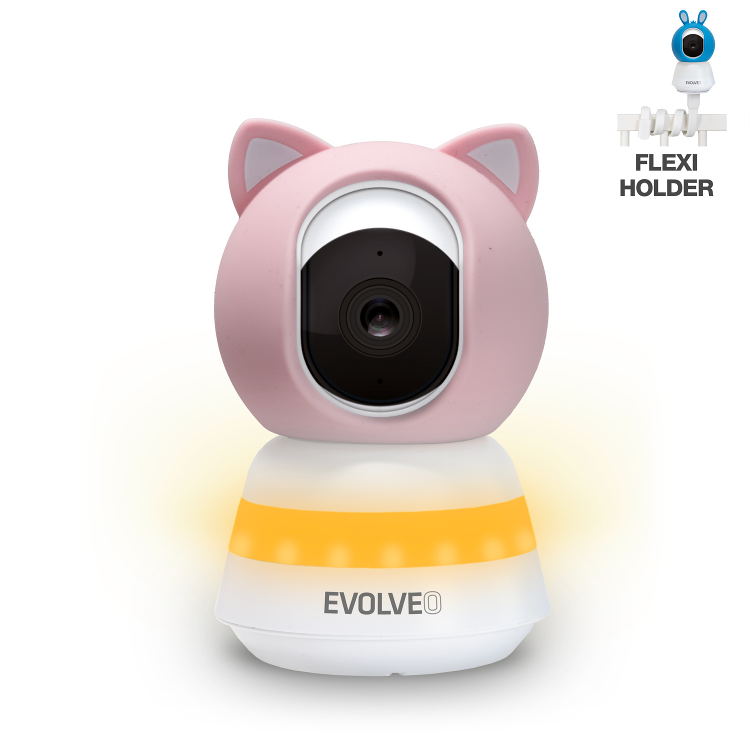 EVOLVEO Baby Monitor N5 - Set videoopatrovateľky s 360 ° dohľadom, obojsmernou komunikáciou a uspávankami,  