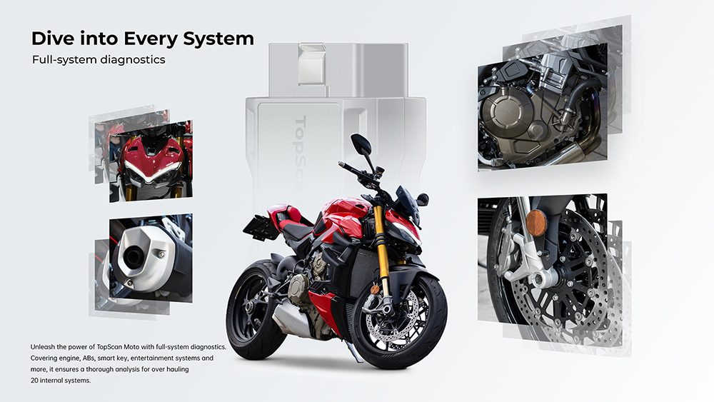 TOPDON diagnostické zariadenie TopScan Moto/ Bluetooth/ iOS/ Android/ Detekcia softvéru a hardvéru chýb 