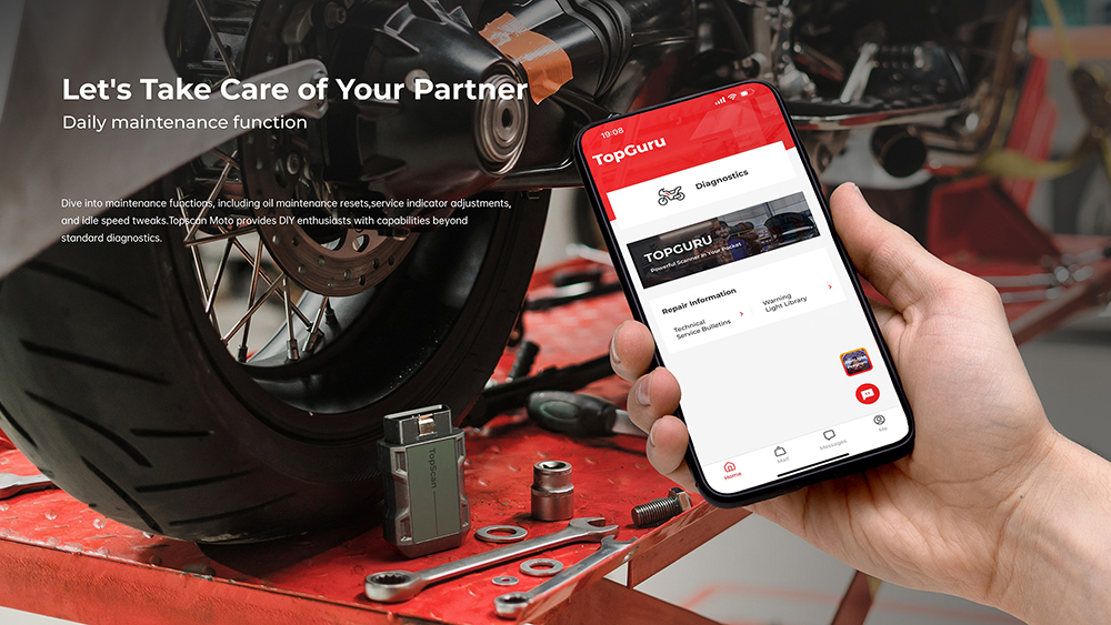 TOPDON diagnostické zariadenie TopScan Moto/ Bluetooth/ iOS/ Android/ Detekcia softvéru a hardvéru chýb 