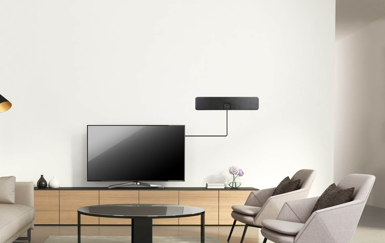 EVOLVEO Xany 2B, 230/ 5V, aktívna izbová anténa FM/ DAB+/ DVB-T2, filter LTE, 4G, 5G 