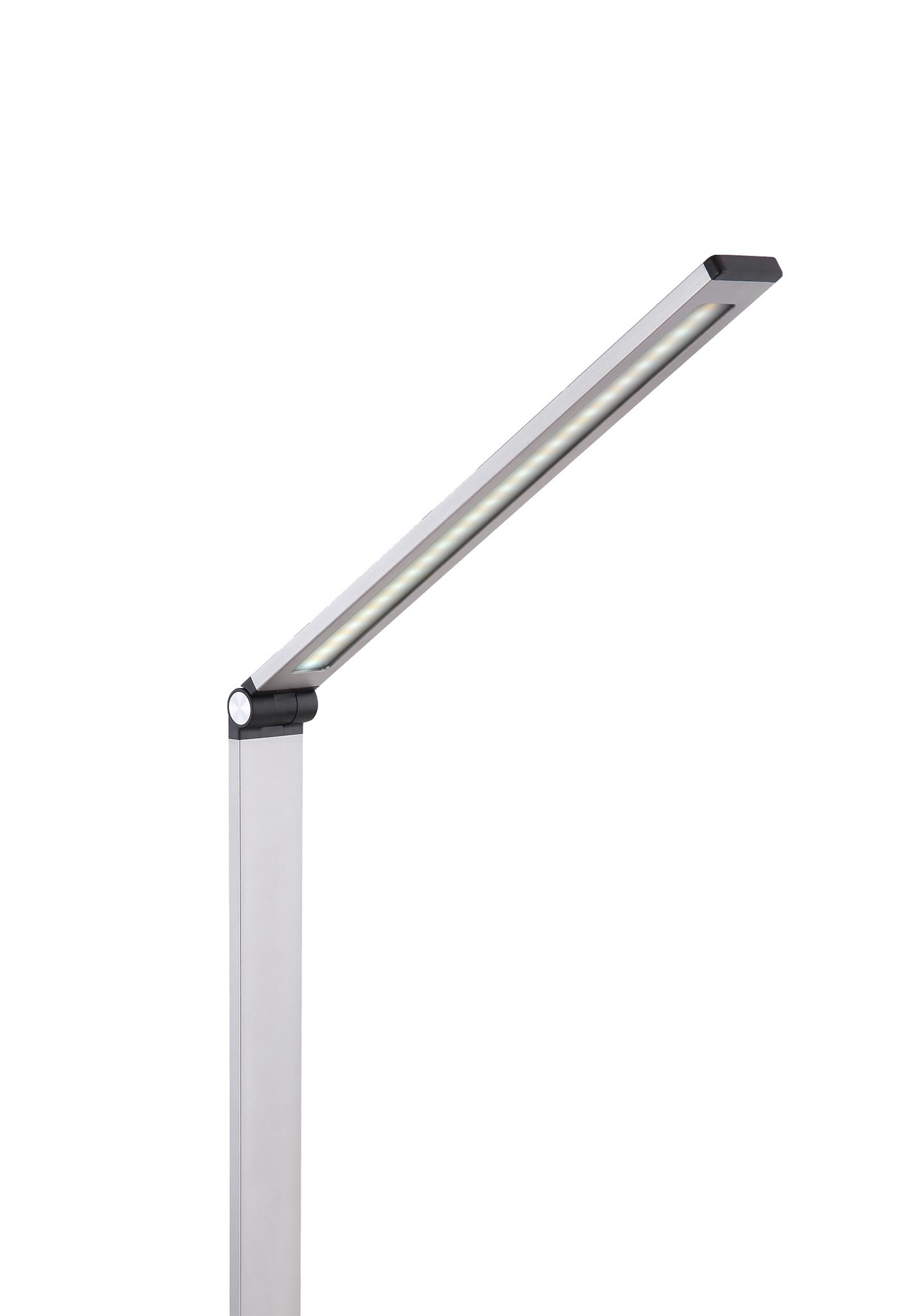 Platinet PDL888S stolná LED lampa 10W stmievateľná, bezdrôtové nabíjanie, USB port, strieborná 