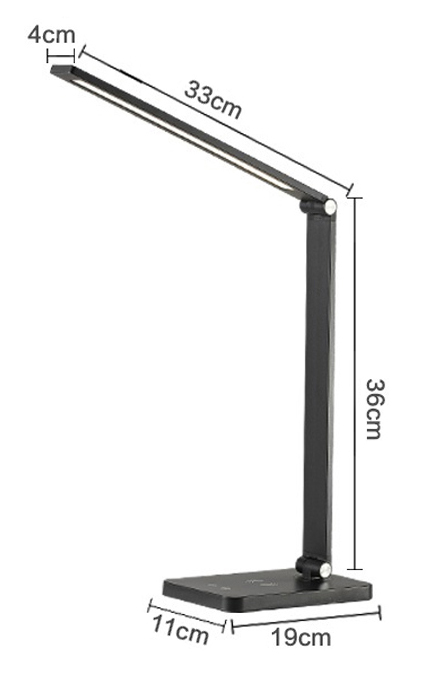 Platinet PDL888S stolná LED lampa 10W stmievateľná, bezdrôtové nabíjanie, USB port, strieborná 