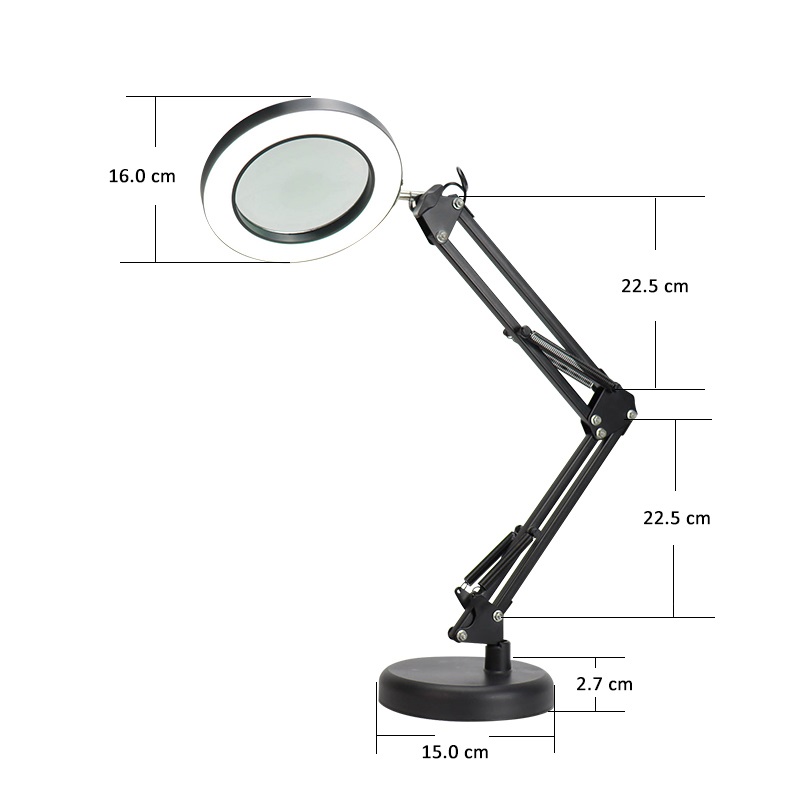 Platinet PDLD11 stolná LED lampa Magnify 10W stmievateľná s lupou, čierna 