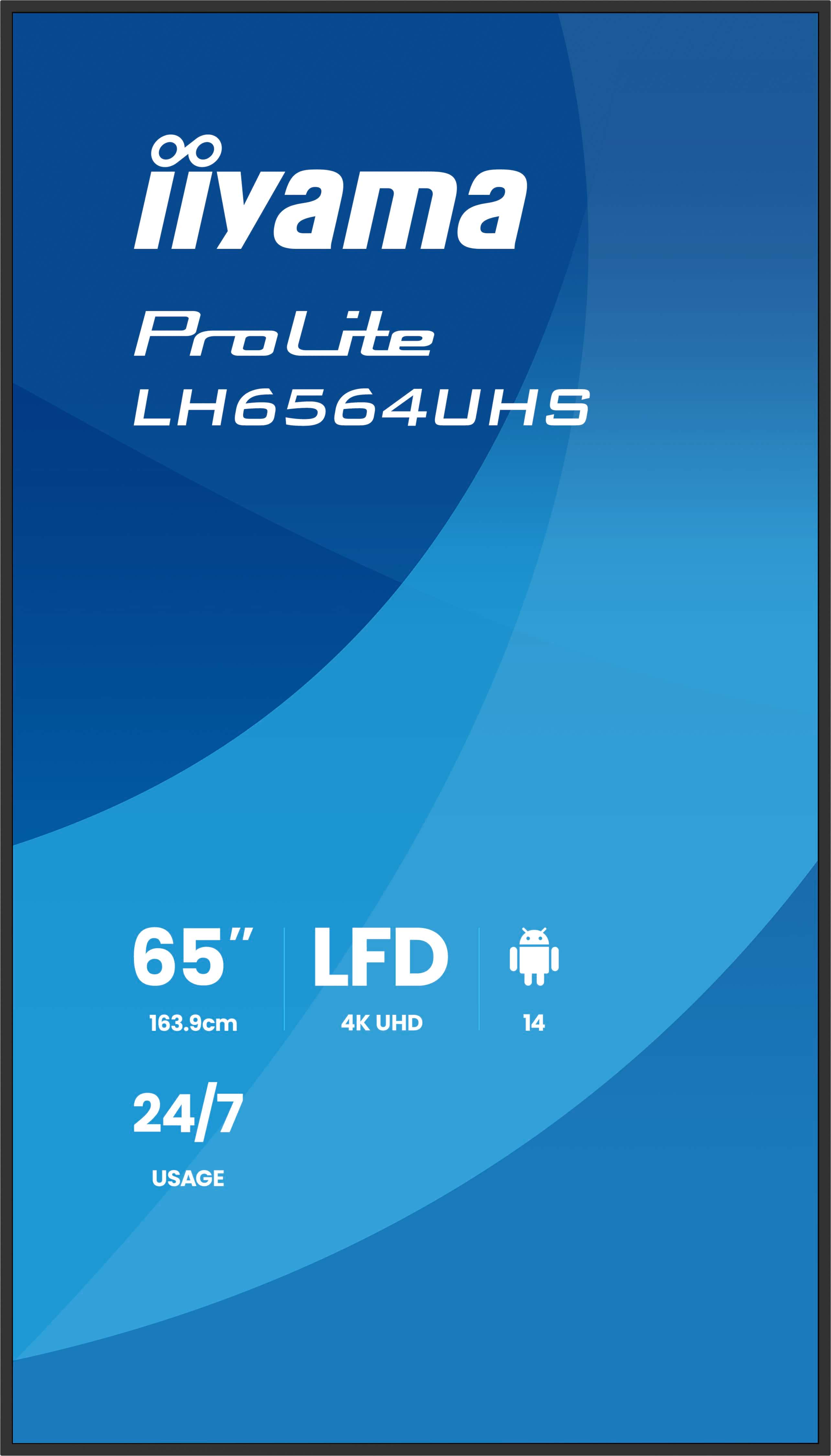65" iiyama LH6564UHS-B1AG:VA, 4K UHD, Android, 24/ 7 