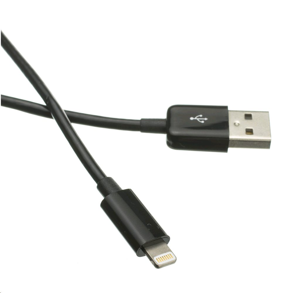 Kábel C-TECH USB 2.0 Lightning (IP5 a vyšší) nabíjací a synchronizačný kábel, 1m, čierny