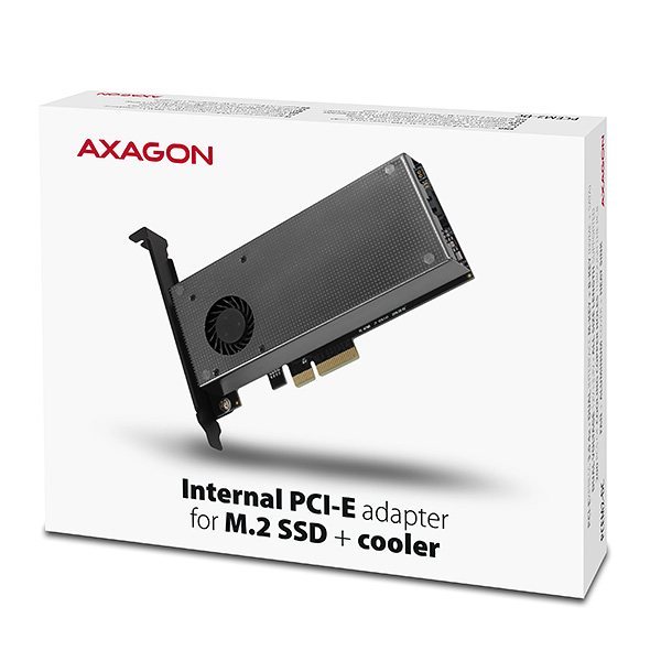 AXAGON PCEM2-DC, PCIe x4 - M.2 NVMe M-key + SATA B-key slot adaptér, chladič, vr. LP 