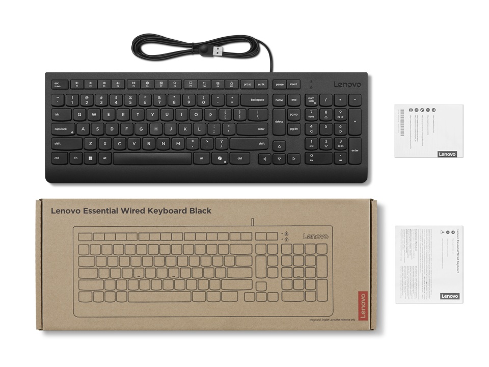 Lenovo Essential/ Drôtové USB-A/ US layout/ Čierna 