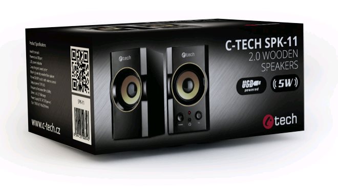C-TECH SPK-11/ Stereo/ 5W/ Čierna 