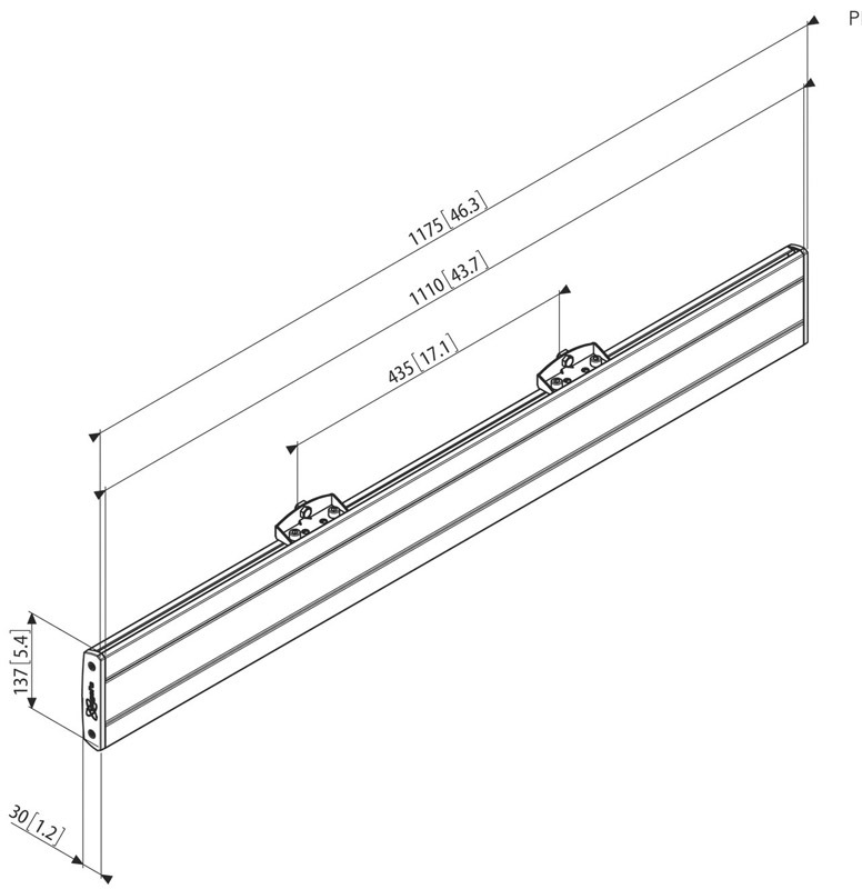 Vogel´s horizontálna časť adaptéra Connect-it PFB 3411, 1175 mm, strieborná 