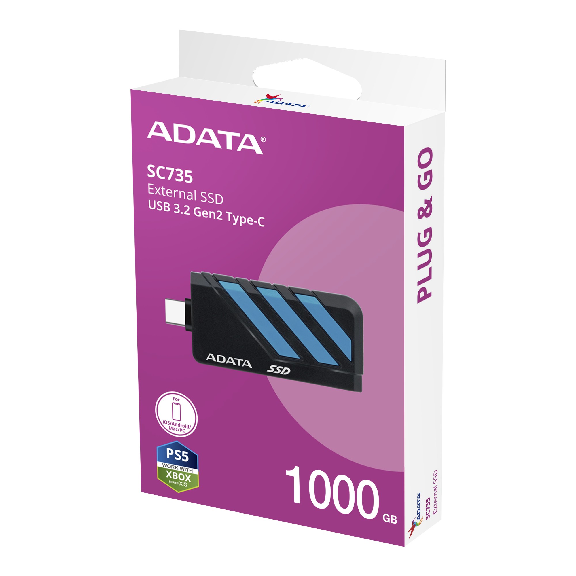 ADATA SC735/ 1TB/ SSD/ Externý/ Modrá/ 5R 