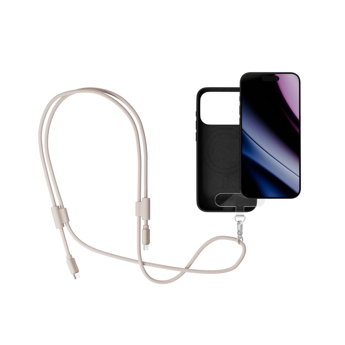 Epico šnúrka na telefón s USB-C káblom - béžová 