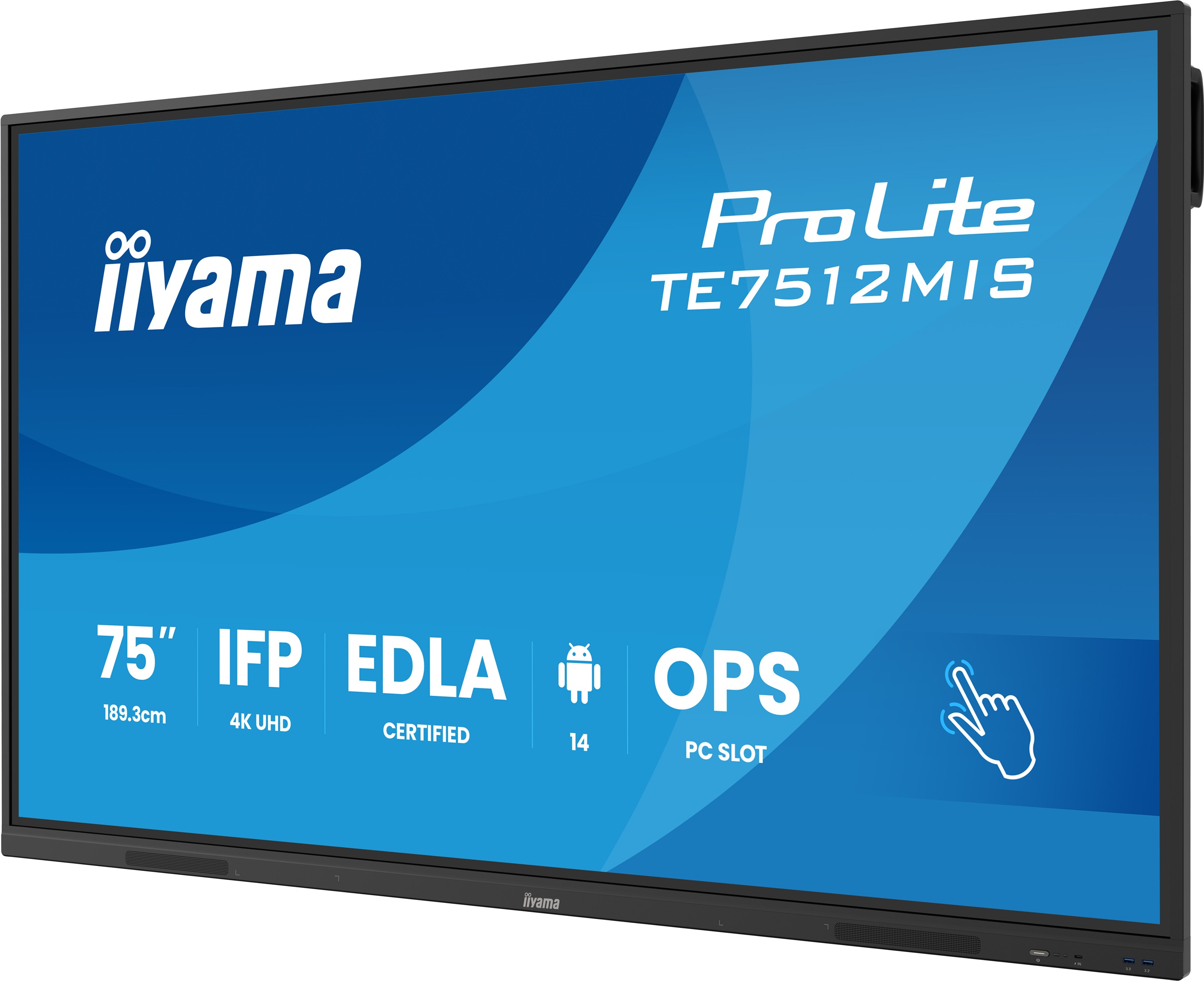 75" iiyama TE7512MIS-B4AG: IPS, 4K, 40P, USB-C 
