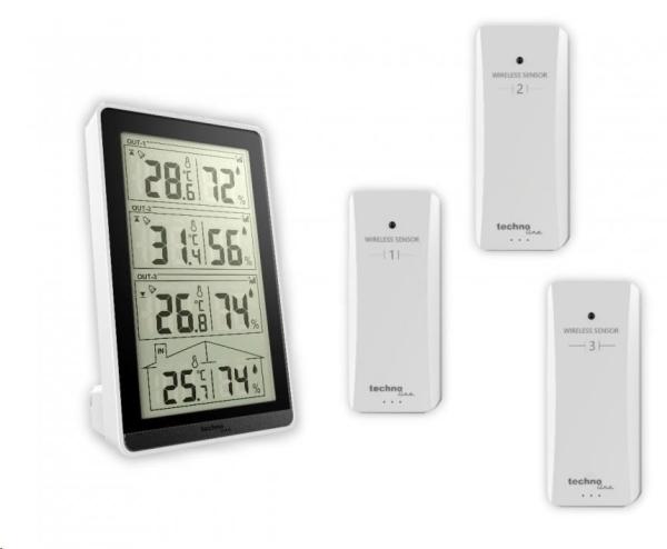 TechnoLine WS 7060 - digitální teploměr s vlhkoměrem se třemi bezdrátovými čidly